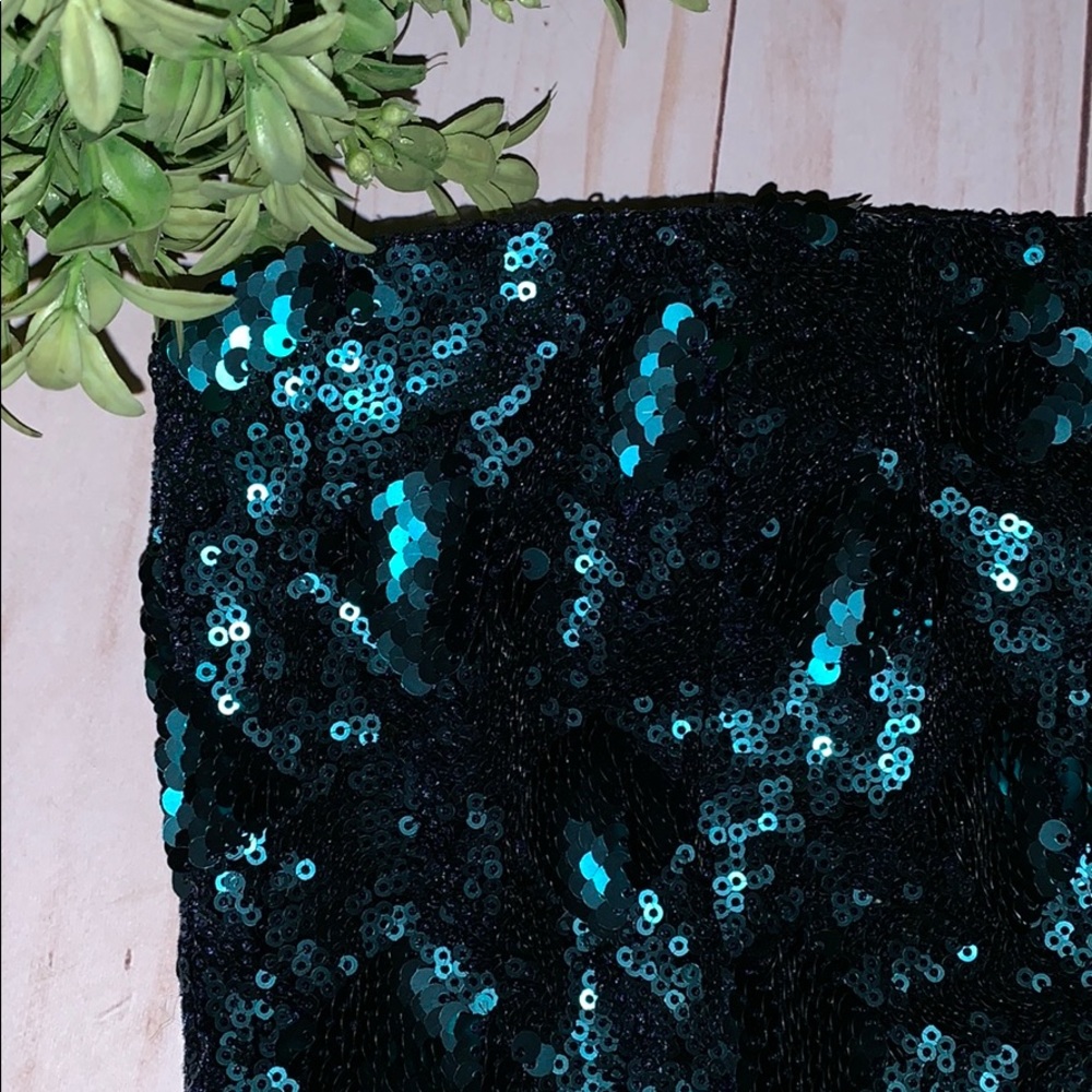 Zara top sequin mermaid green corset size zip - Picture 3 of 8
